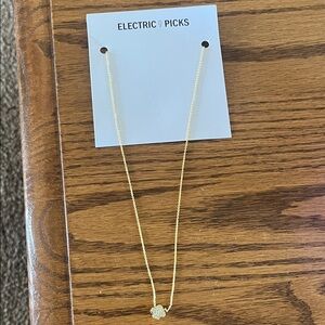 Electric Family Gold Clover Necklace with Clear Stones